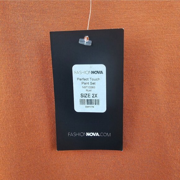 Fashion Nova Crop Top Rust Orange Long Sleeve Womens 2X Stretch Fall Scoop Neck - Picture 3 of 10